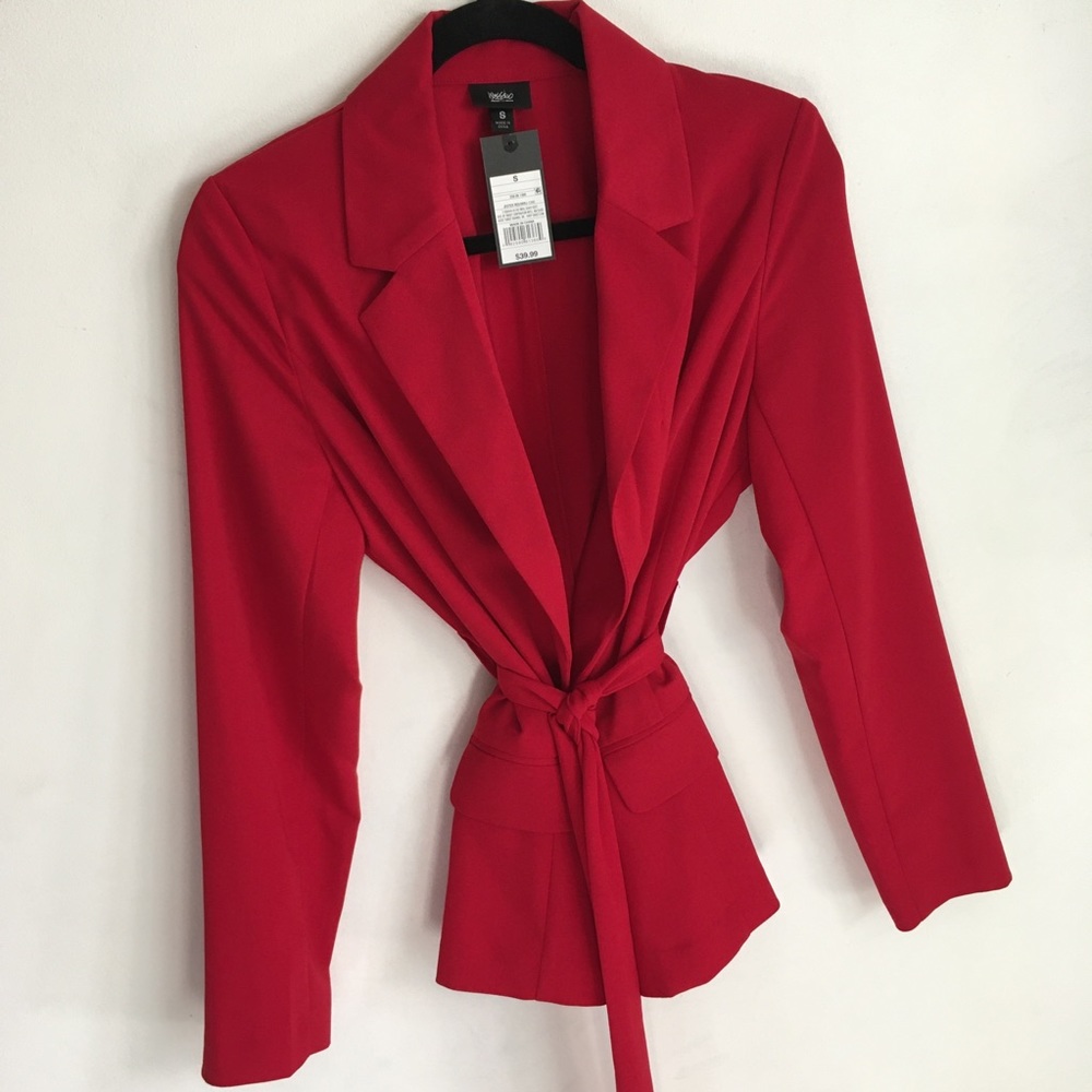 MOSSIMO RED BLAZER WORK OFFICE CHIC WHOWHATWEAR